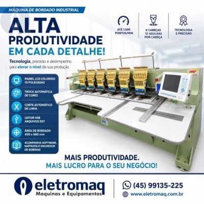 Maquina de Bordado Industrial Plana 06 Plana 12Ag DMP-1206 Revisada