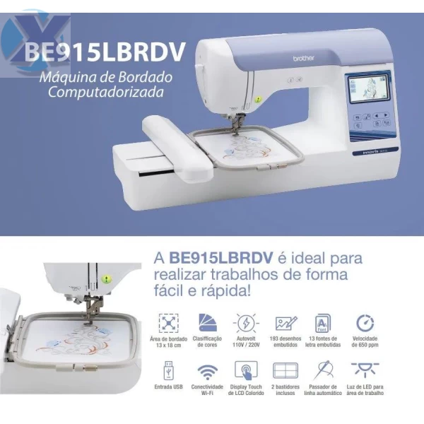 Maquina de Bordado Profissional Brother BE915L Completa + Coleção Bordados