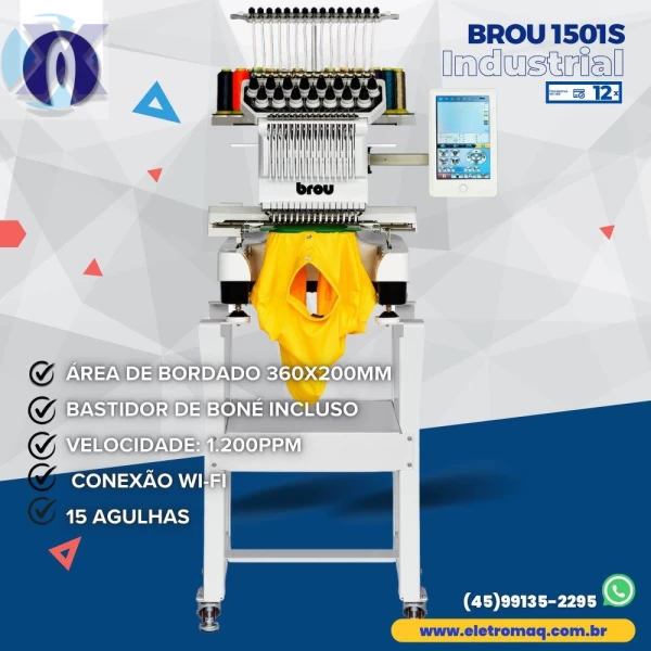 Maquina de Bordado Industrial 15 Agulhas Completa + Kit Boné