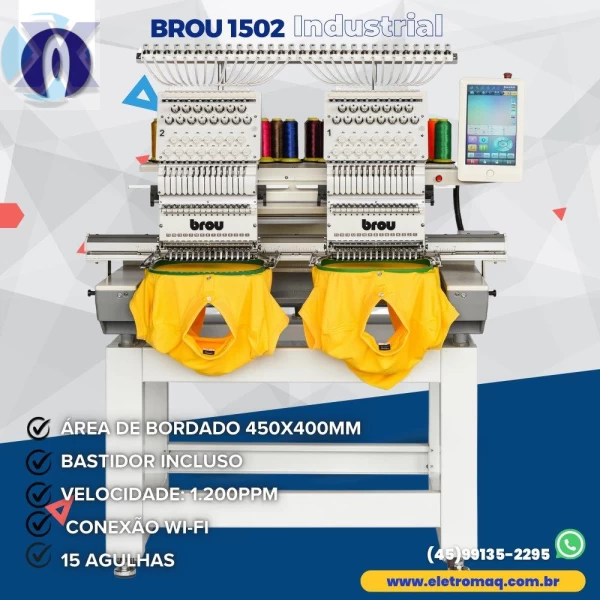 Maquina de Bordado Industrial 02 Cabeças 15 Agulhas c/ Kit Boné + Coleção de Bordados