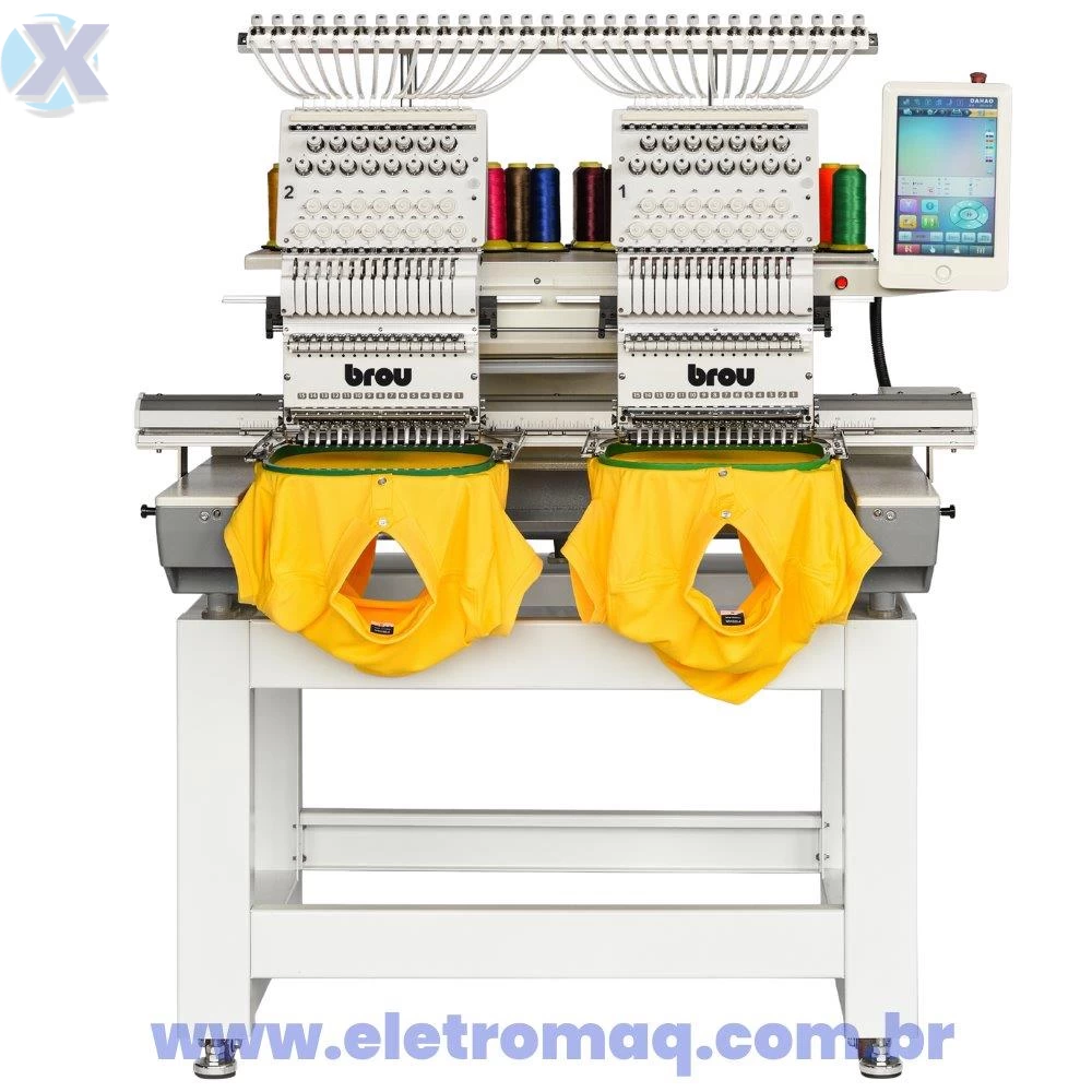 Maquina de Bordado Industrial 02 Cabeças 15 Agulhas c/ Kit Boné + Coleção de Bordados