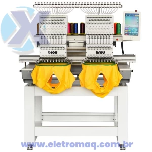 Maquina de Bordado Industrial 02 Cabeças 15 Agulhas c/ Kit Boné + Coleção de Bordados