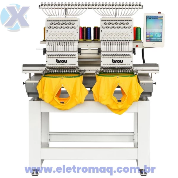 Maquina de Bordado Industrial 02 Cabeças 15 Agulhas c/ Kit Boné + Coleção de Bordados