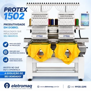 Maquina de Bordado Industrial 02 Cabeças 15 Agulhas c/ Kit Boné + Coleção de Bordados