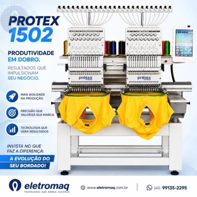 Maquina de Bordado Industrial 02 Cabeças 15 Agulhas c/ Kit Boné + Coleção de Bordados
