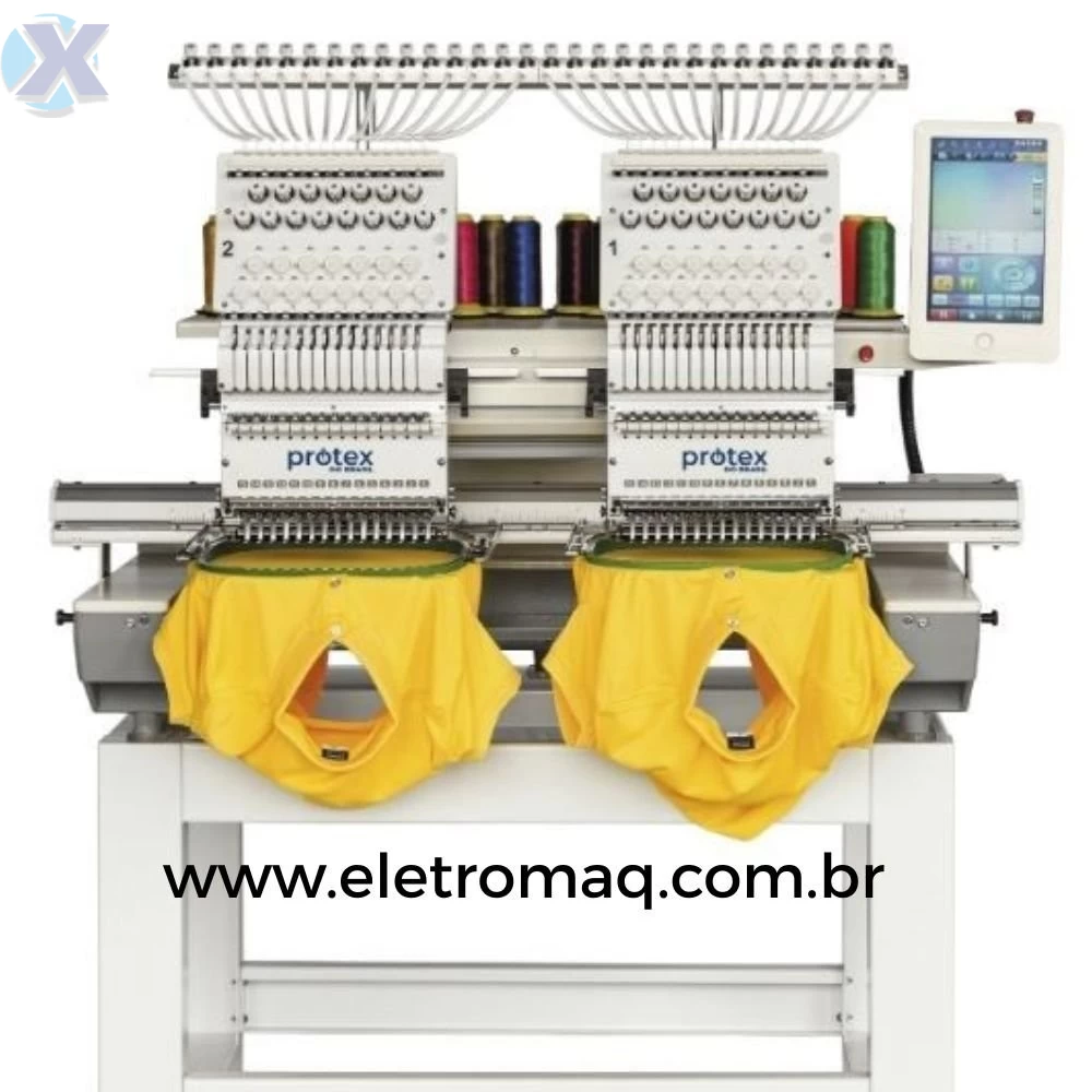 Maquina de Bordado Industrial 02 Cabeças 15 Agulhas c/ Kit Boné + Coleção de Bordados