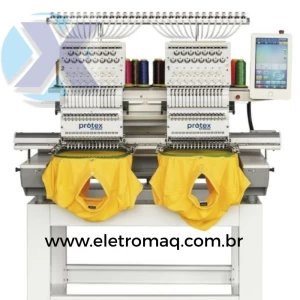 Maquina de Bordado Industrial 02 Cabeças 15 Agulhas c/ Kit Boné + Coleção de Bordados