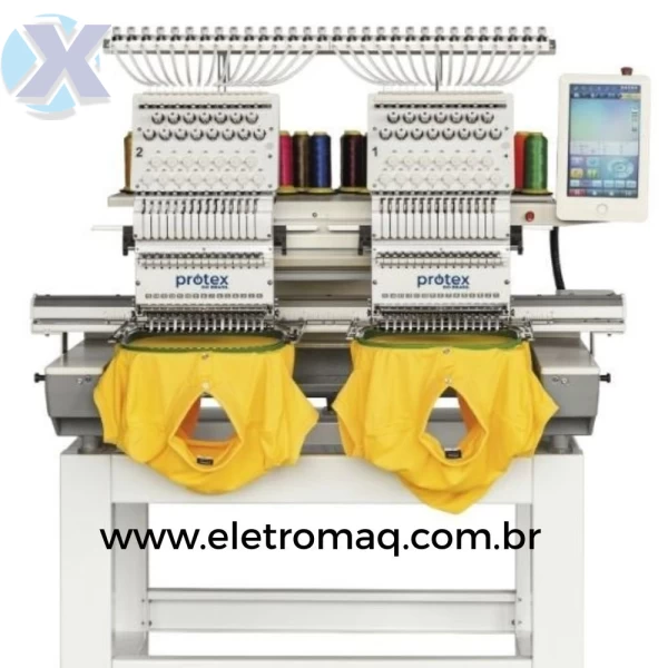 Maquina de Bordado Industrial 02 Cabeças 15 Agulhas c/ Kit Boné + Coleção de Bordados