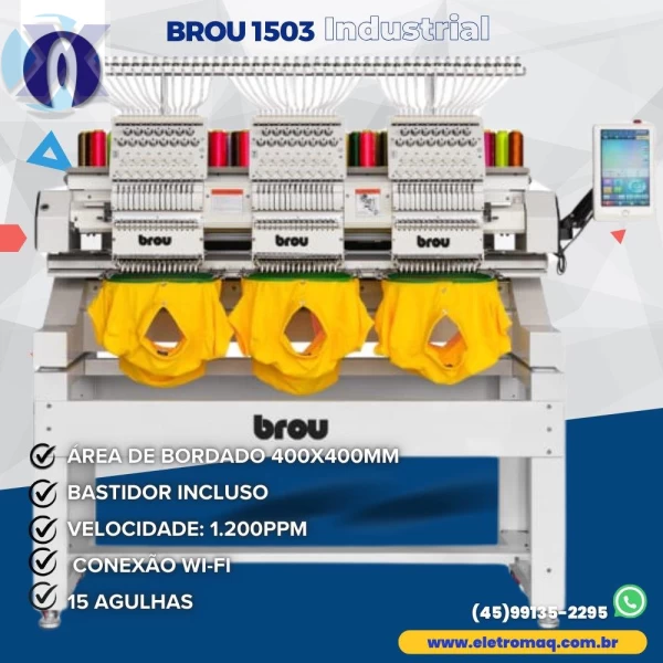 Maquina de Bordado Industrial 03 Cabeças 15 Agulhas c/ Kit Boné + Coleção de Bordados