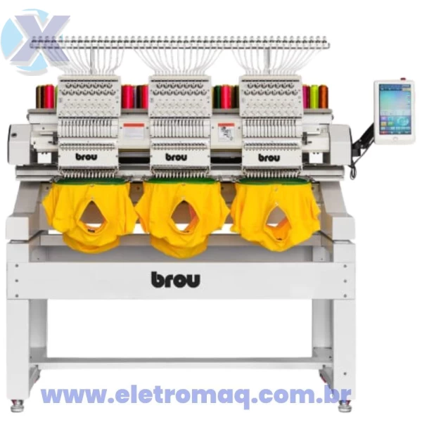 Maquina de Bordado Industrial 03 Cabeças 15 Agulhas c/ Kit Boné + Coleção de Bordados