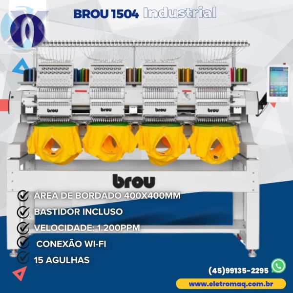 Maquina de Bordado Industrial 04 Cabeças 15 Agulhas c/ Kit Boné + Coleção de Bordados