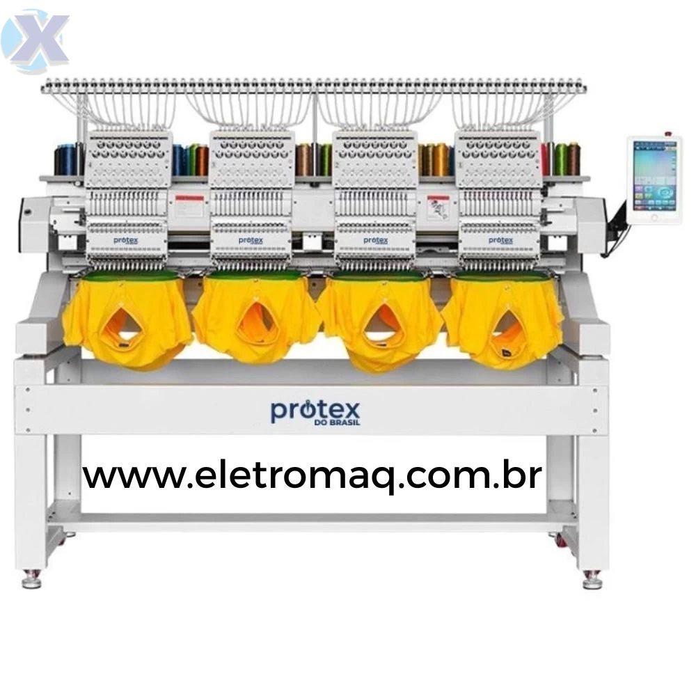 Maquina de Bordado Industrial 04 Cabeças 15 Agulhas c/ Kit Boné + Coleção de Bordados
