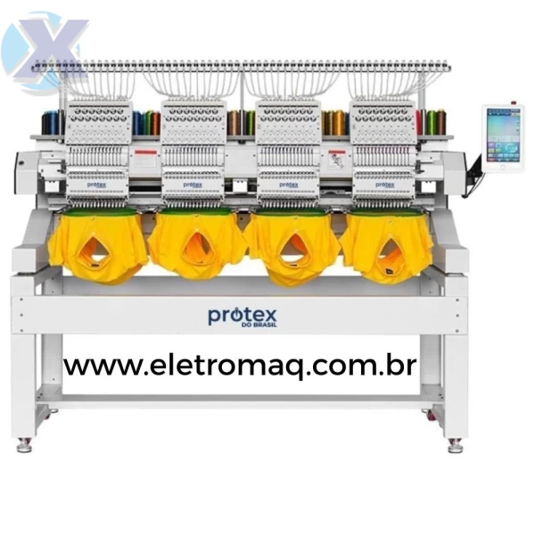 Maquina de Bordado Industrial 04 Cabeças 15 Agulhas c/ Kit Boné + Coleção de Bordados