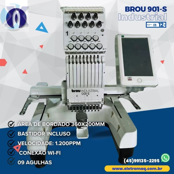 Maquina de Bordado Industrial 09 Agulhas Compacta + Coleção de Bordados