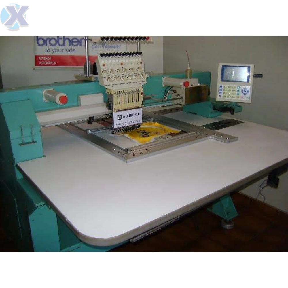 Maquina de Bordado Industrial 12 Agulhas Área 700 x 500m + Coleção de Bordados