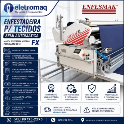 Enfestadeira Industrial Semi Automática Enfesmak p/ Tecidos Planos
