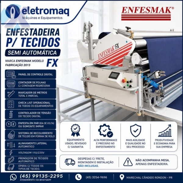 Enfestadeira Industrial Semi Automática Enfesmak p/ Tecidos Planos
