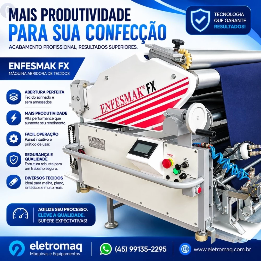 Enfestadeira Industrial Semi Automática Enfesmak p/ Tecidos Planos