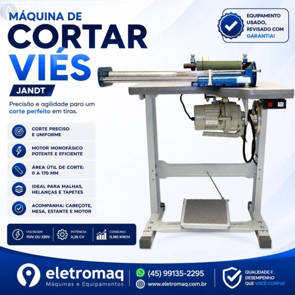 Maquina Para Cortar Viés 01 Faca Industrial Manual Jandt Completa Revisada