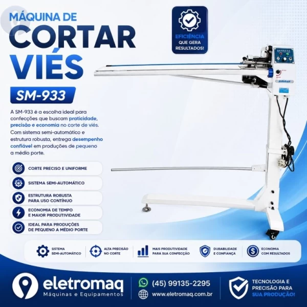 Maquina Para Cortar Viés 1 Faca Direct Driver Semi-Automatica Simmer SM-933
