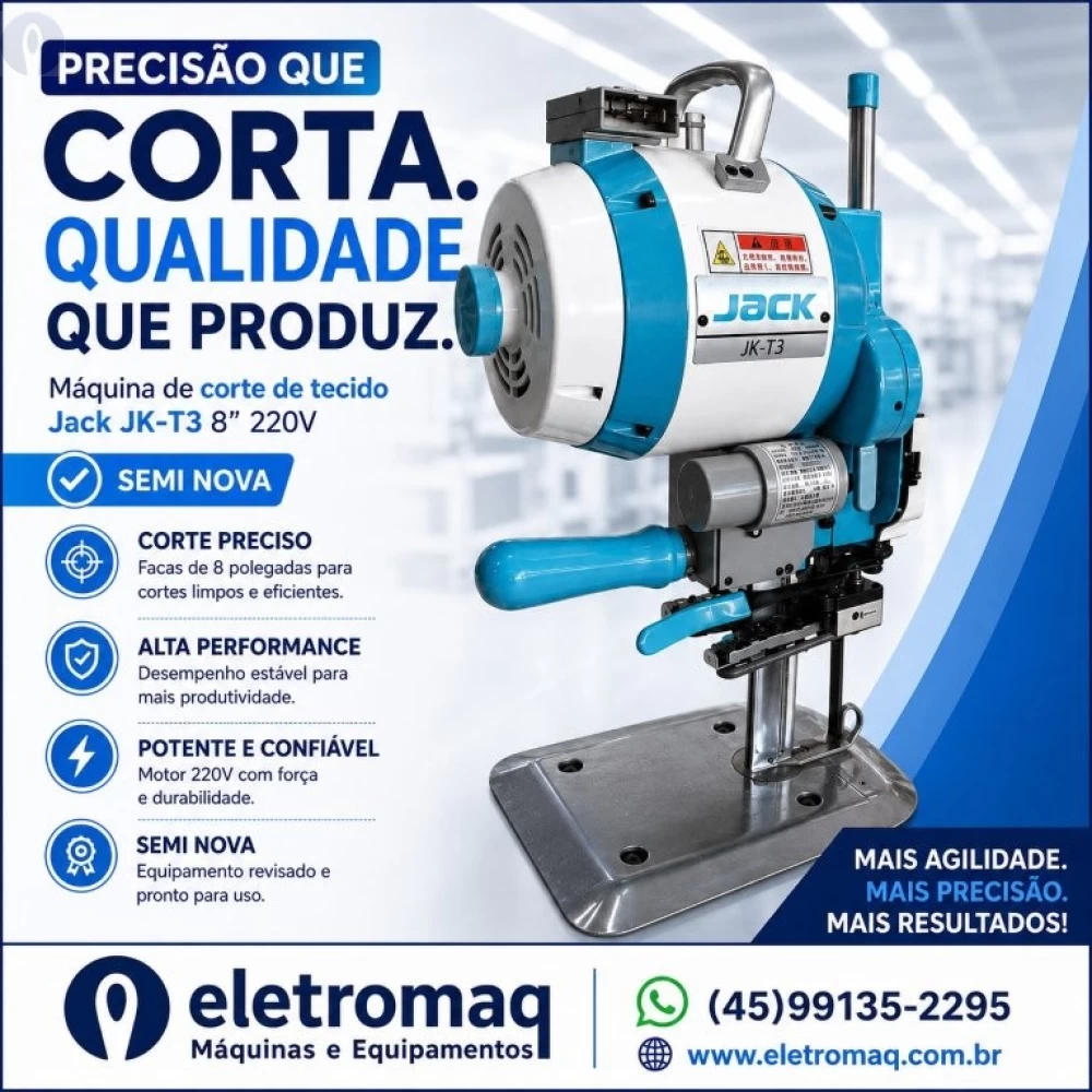 Máquina de Corte de Tecidos Marca Jack Modelo JK-T3 220V Revisada