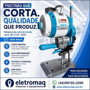 Máquina de Corte de Tecidos Marca Jack Modelo JK-T3 220V Revisada
