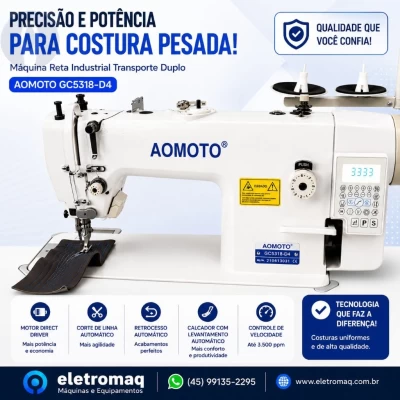 Maquina Costura Reta Transporte Duplo Eletrônica Aomoto GC-5318-D4
