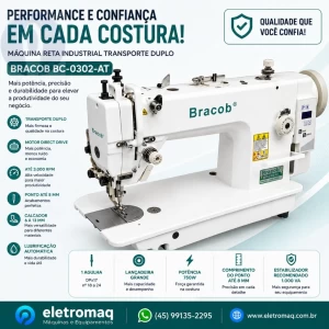 Maquina Costura Reta Transporte Duplo Direct Driver 01ag Bracob BC-0302-AT