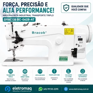 Maquina Costura Reta Transporte Triplo Direct Diver Bracob BC-0628-AT