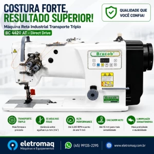 Maquina Pesponto Transporte Triplo 2ag Bracob BC4420-AT Motor Direct Driver