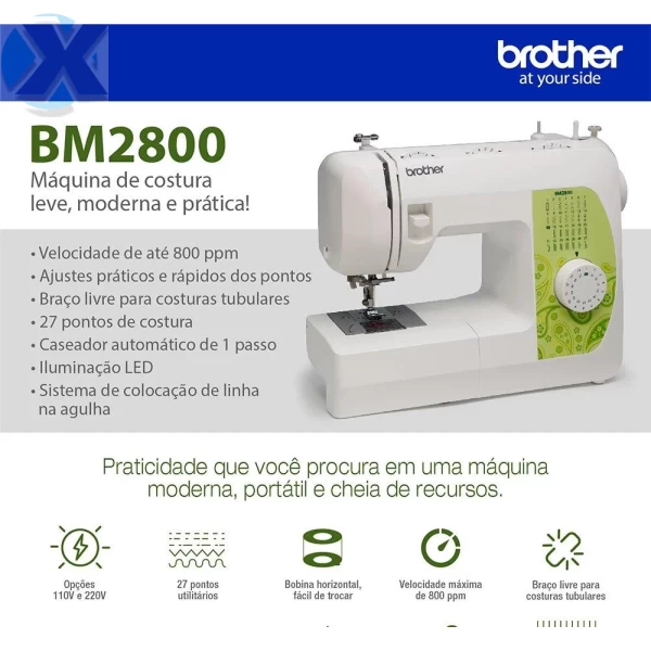 Maquina de Costura Doméstica Brother BM-2800