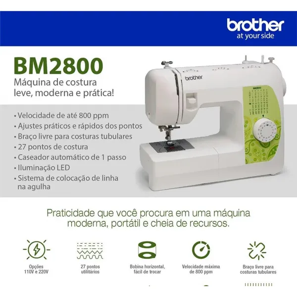 Maquina de Costura Doméstica Brother BM-2800