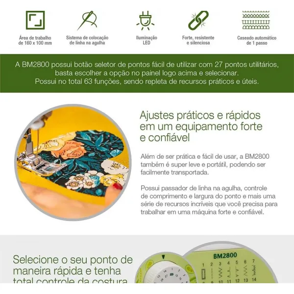 Maquina de Costura Doméstica Brother BM-2800