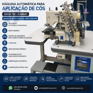Maquina Automática Costurar Cos Eletr 12ag Guilhotina e Falha Ponto