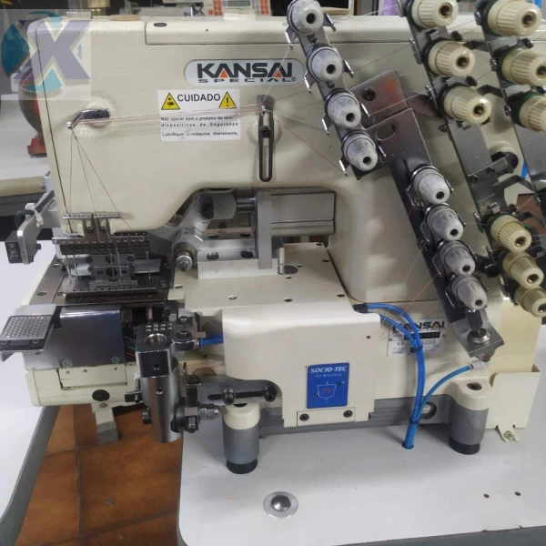 Maquina de Cos Industrial Eletrônica 12 Agulhas c/ Guilhotina e Falha Ponto
