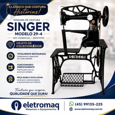 Maquina de Costura Sapateiro Singer 29-4 Restaurada - Objeto de Colecionador