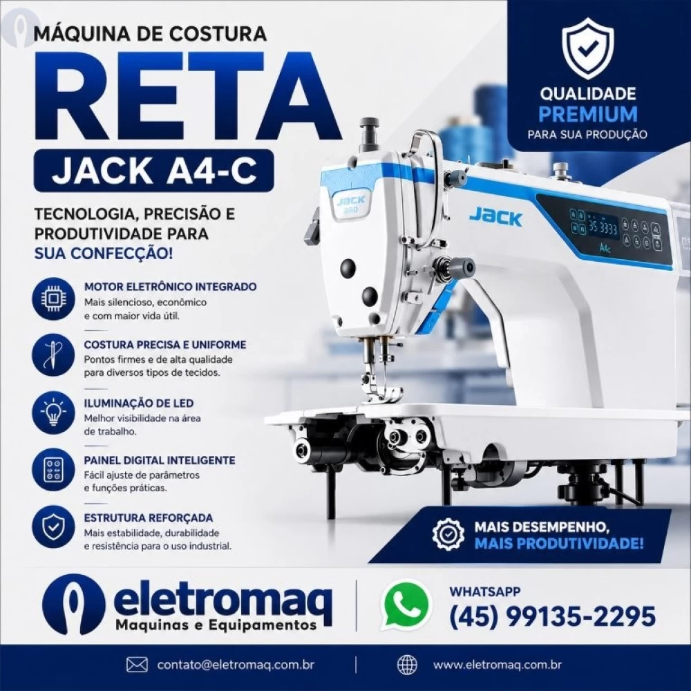 Maquina Costura Reta Eletrônica Industrial Direct Jack A4-C