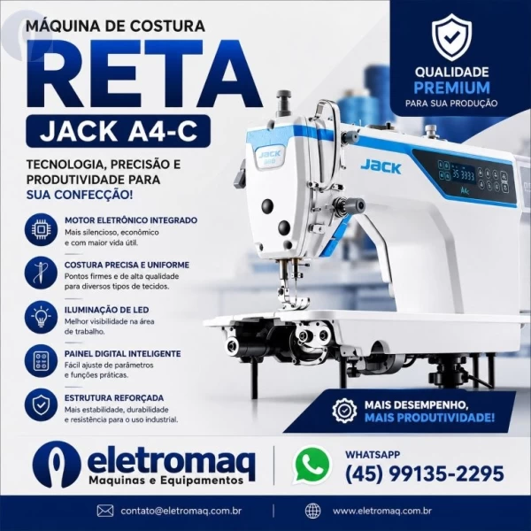 Maquina Costura Reta Eletrônica Industrial Direct Jack A4-C