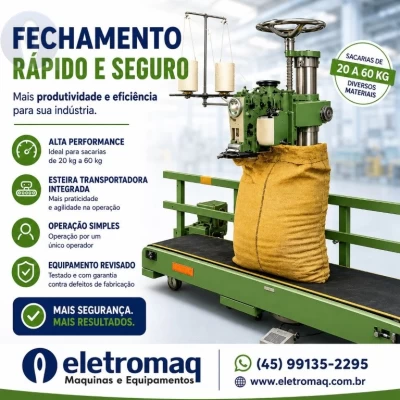 Maquina Para Fechar Sacaria Industrial c/ Esteira Matisa FE-200 Revisada 