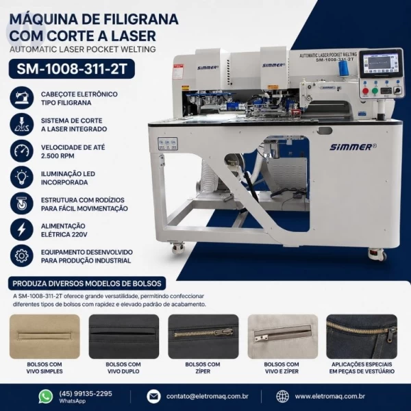 Maquina Automática Para Bolso Embutido Corte Laser Integrado  SM-1008-311-2