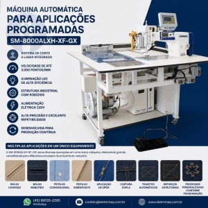 Maquina Automática Para Prega Bolso Programável Corte Laser SM-8000ALXH-XF-GX