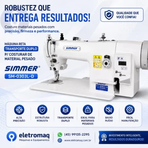 Maquina Costura Reta Transporte Duplo Direct Driver Simmer SM-0303L-D 