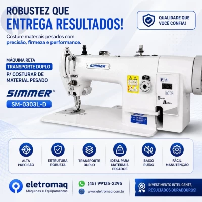 Maquina Costura Reta Transporte Duplo Direct Driver Simmer SM-0303L-D 