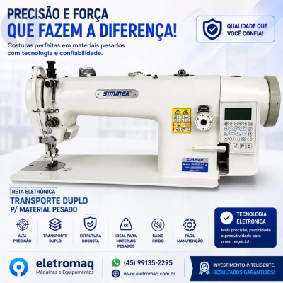 Maquina Costura Reta Transporte Duplo Eletrônica Simmer SM-0303L-D4 