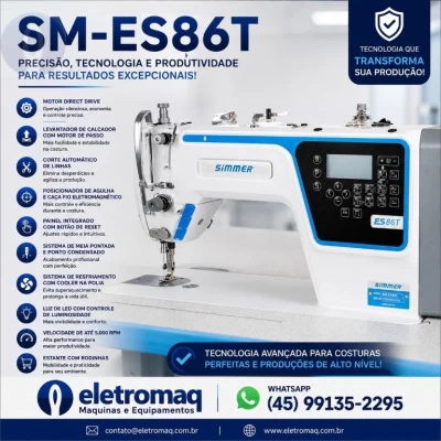 Maquina Costura Reta Eletrônica Motor Direct Driver Simmer SM-ES86T