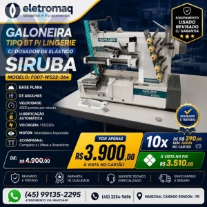 Maquina Galoneira Industrial Siruba BT p/ Pregar Elástico Revisada