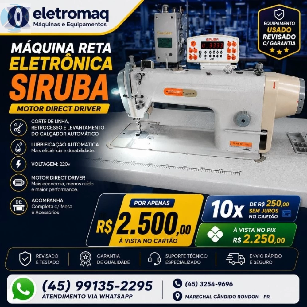 Maquina Reta Industrial Siruba Eletrônica Direct Driver Revisada