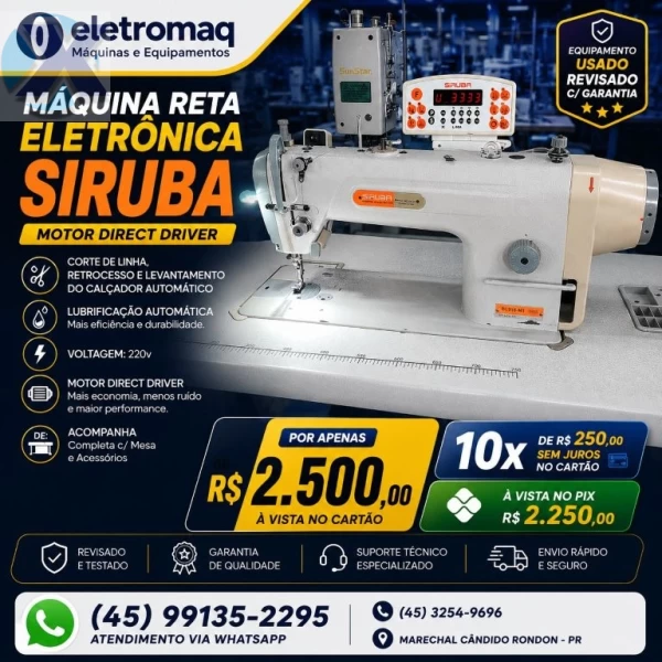 Maquina Reta Industrial Siruba Eletrônica Direct Driver Revisada