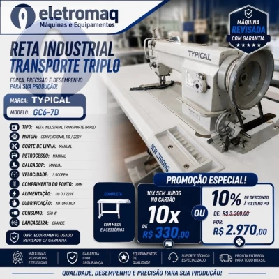 Maquina Reta Transporte Triplo Mecânica Typical GC-6-7D Revisada 