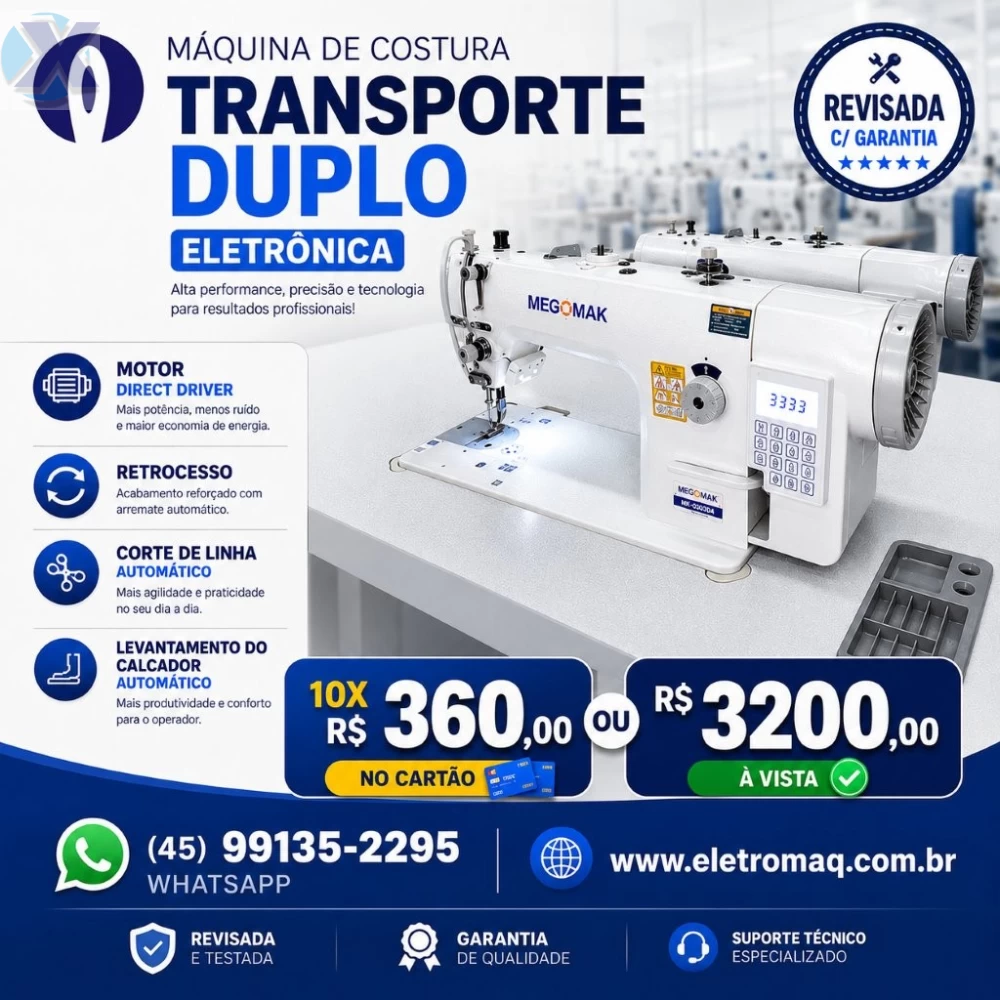 Maquina Reta Transporte Duplo Eletrônica Revisada 
